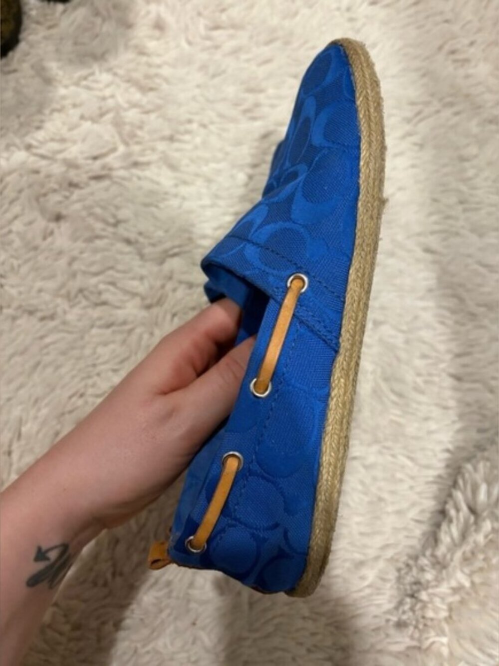 Coach Logo Camilla espadrilles in the brand's signature canvas pattern. Size 7.5